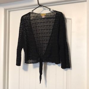 Julie’s Closet black lace tie front shrug